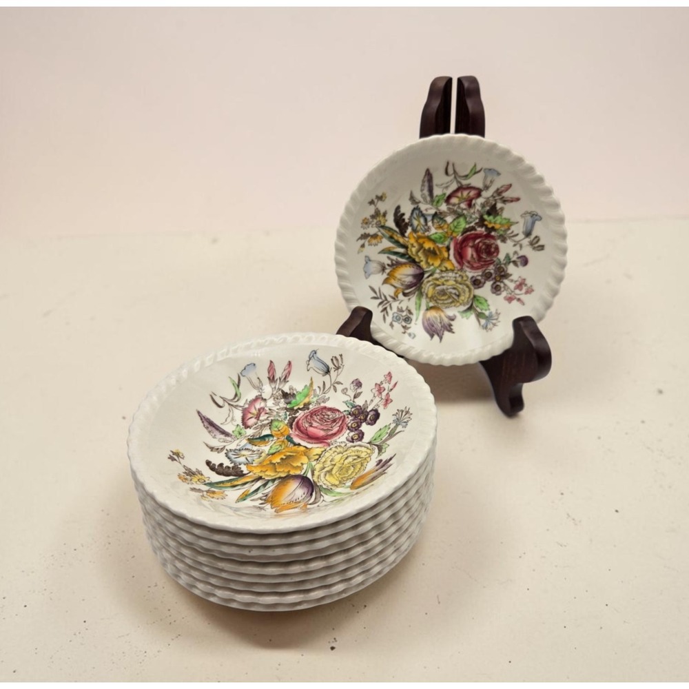 Set Of 10 Vintage Johnson Brothers Garden Bouquet Floral Small Fruit Bowls